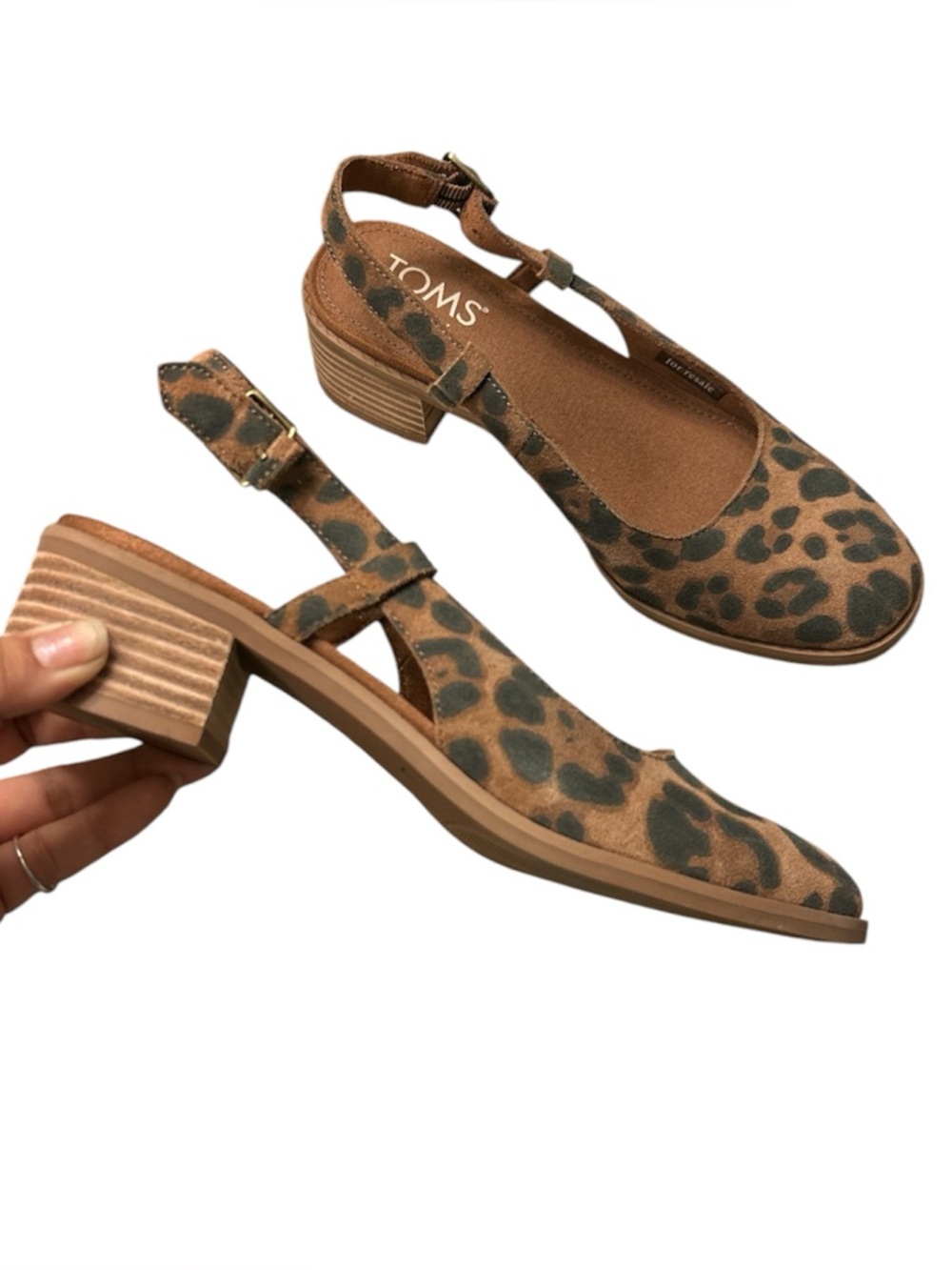 TOMS Jacklyn Leopard Print Slingback Low Block Heel Size W6